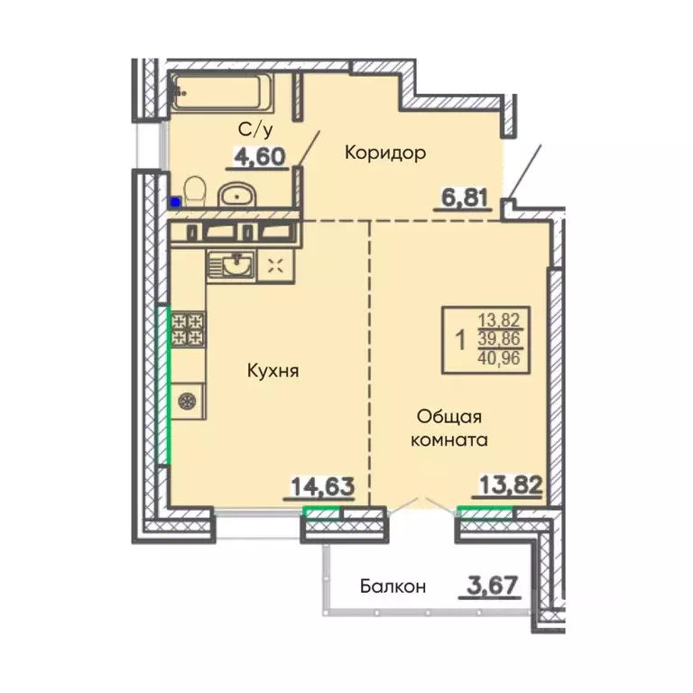 1-к кв. Бурятия, Улан-Удэ Энергетик мкр,  (40.96 м) - Фото 1
