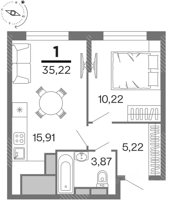 1-к кв. Рязанская область, Рязань Бирюзова Парк жилой комплекс (35.22 ... - Фото 1