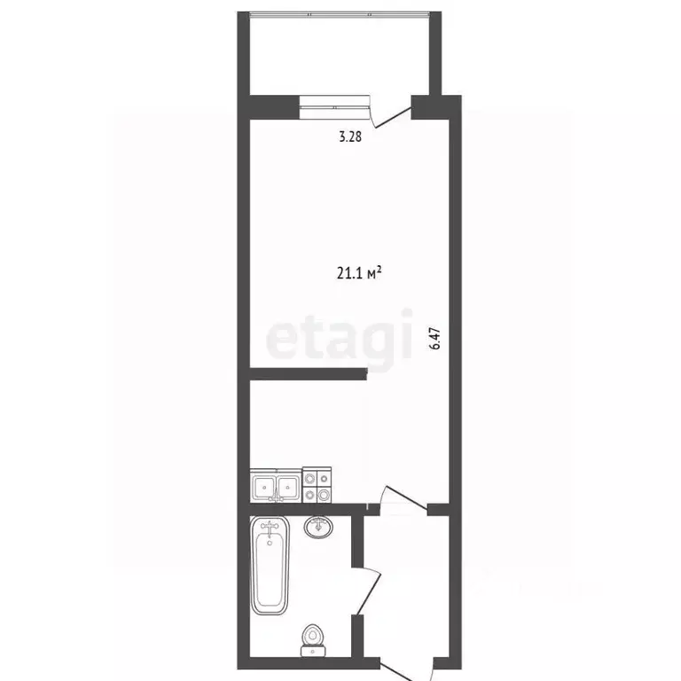 Студия Московская область, Сергиев Посад ул. Чайковского, 20 (28.9 м) - Фото 2