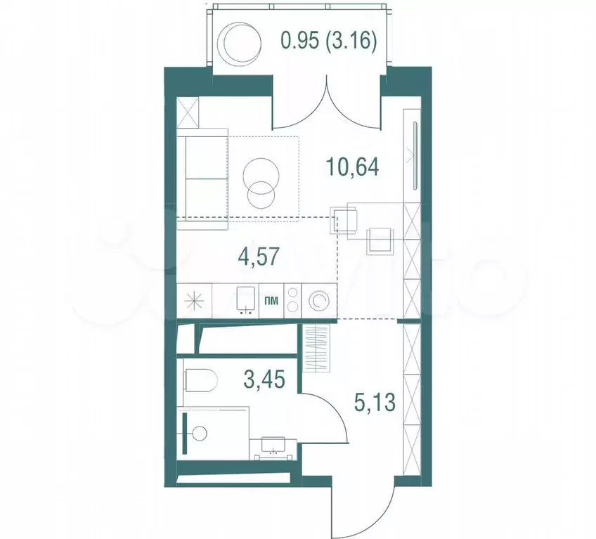 Квартира-студия, 24,7 м, 22/24 эт. - Фото 0
