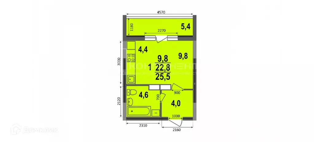 Продаётся квартира-студия, 25.5 м - Фото 0