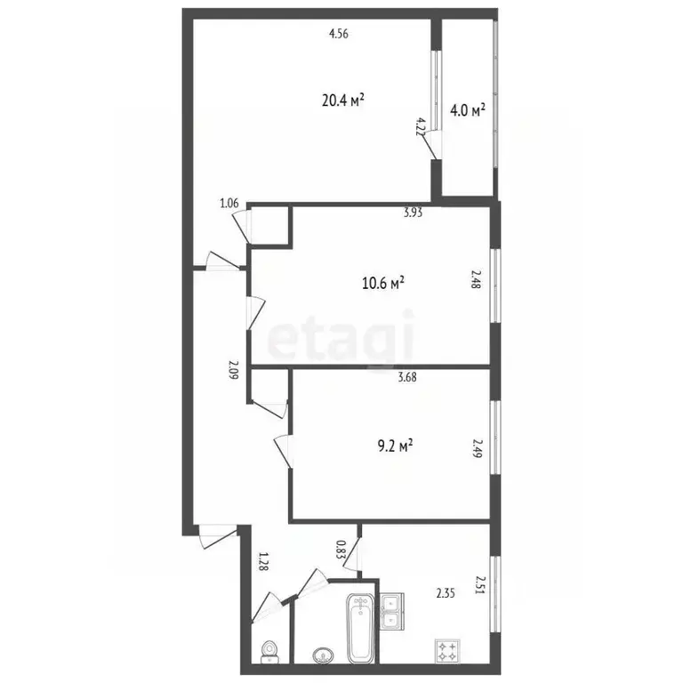 3-к кв. Санкт-Петербург Софийская ул., 20К3 (60.0 м) - Фото 1