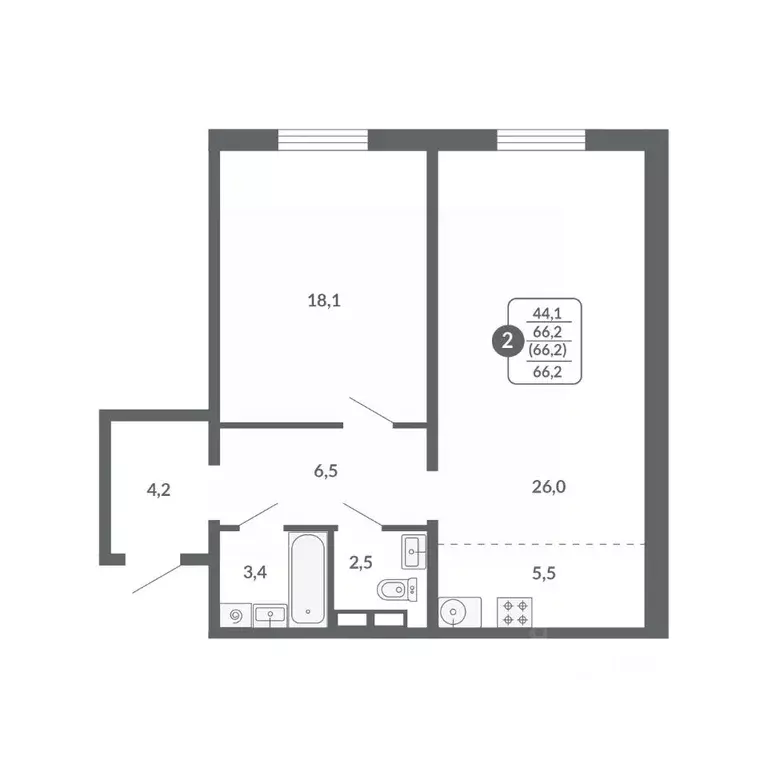 2-к кв. Кировская область, Киров ул. Потребкооперации, 34 (66.2 м) - Фото 1