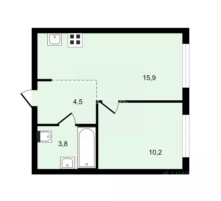 1-к кв. Москва 2-й Нагатинский проезд, 1с15 (34.4 м) - Фото 1