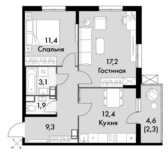 Продаётся 2-к квартира, 57.2 м - Фото 0