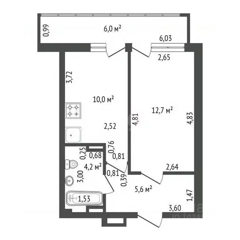 1-к кв. Башкортостан, Уфа ул. Пархоменко, 156В (35.5 м) - Фото 1