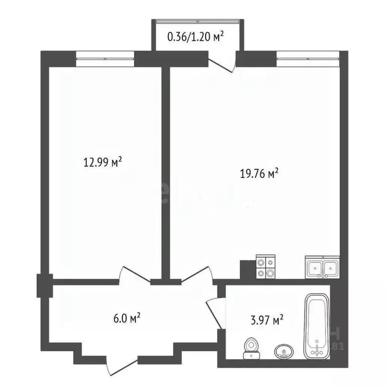 1-к кв. Ростовская область, Ростов-на-Дону Стабильная ул., 3с3 (42.0 ... - Фото 2
