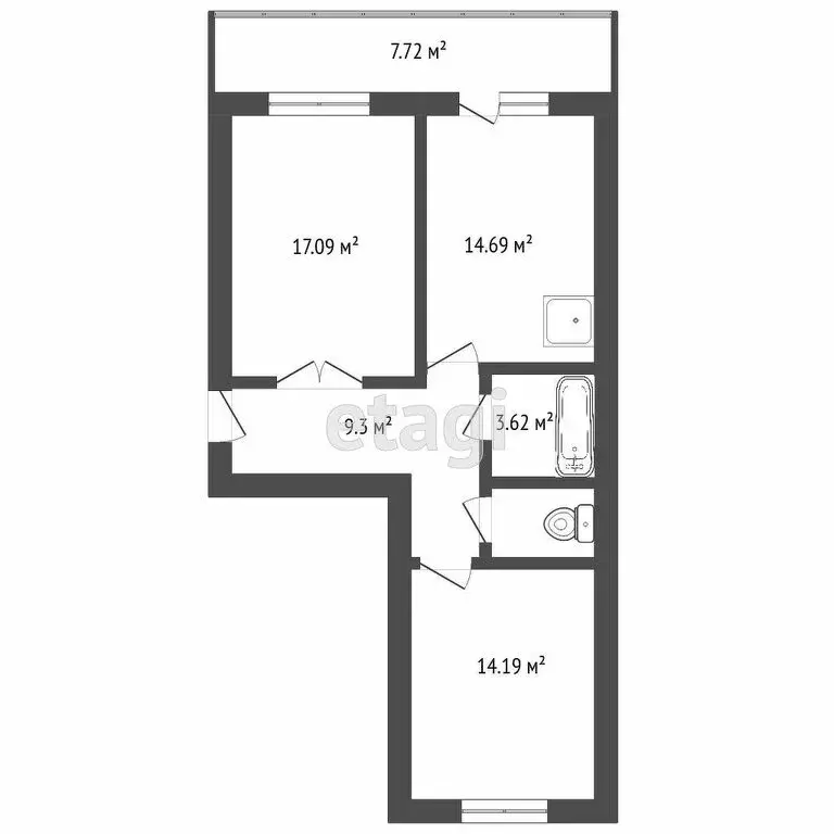 2-комнатная квартира: село Белый Ключ, улица Геологов, 16 (49.8 м) - Фото 0