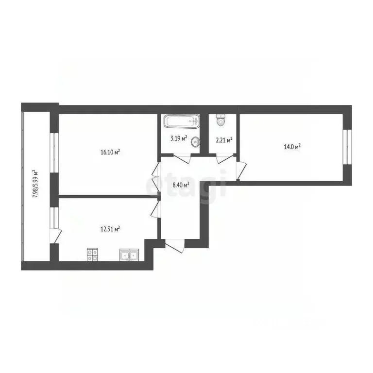 2-к кв. Марий Эл, Йошкар-Ола Соловьи жилой комплекс (64.0 м) - Фото 1