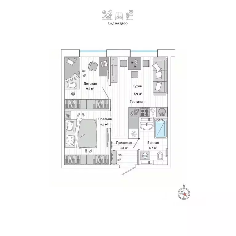 2-к кв. Приморский край, Владивосток ул. Нейбута (42.9 м) - Фото 1