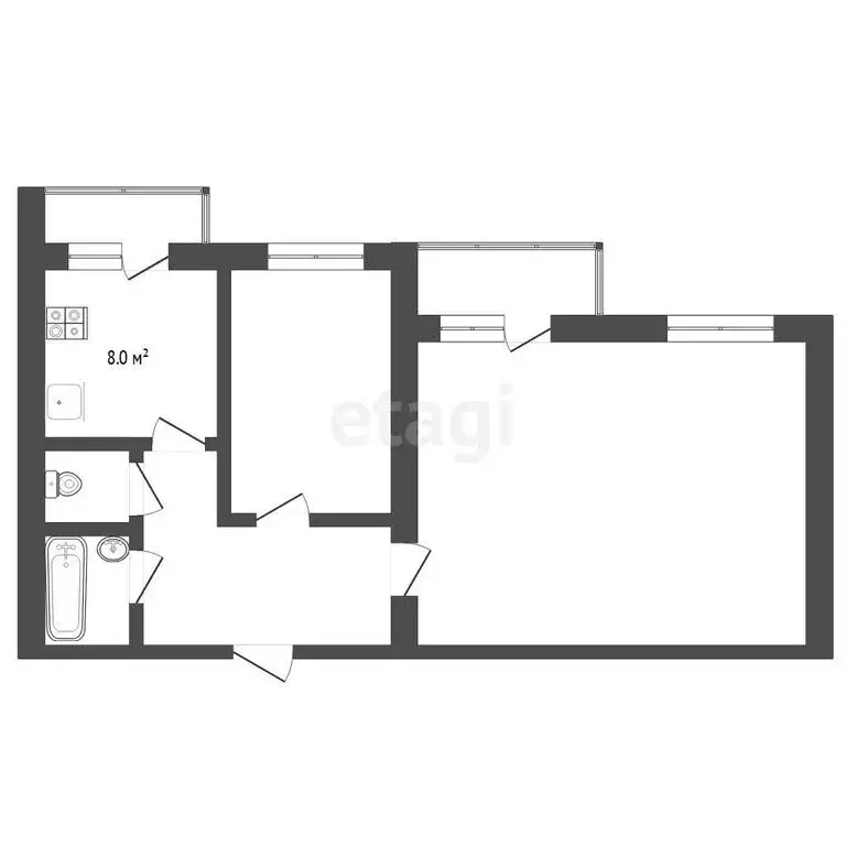 2-комнатная квартира: Тюмень, Камчатская улица, 2/1 (55.8 м) - Фото 1