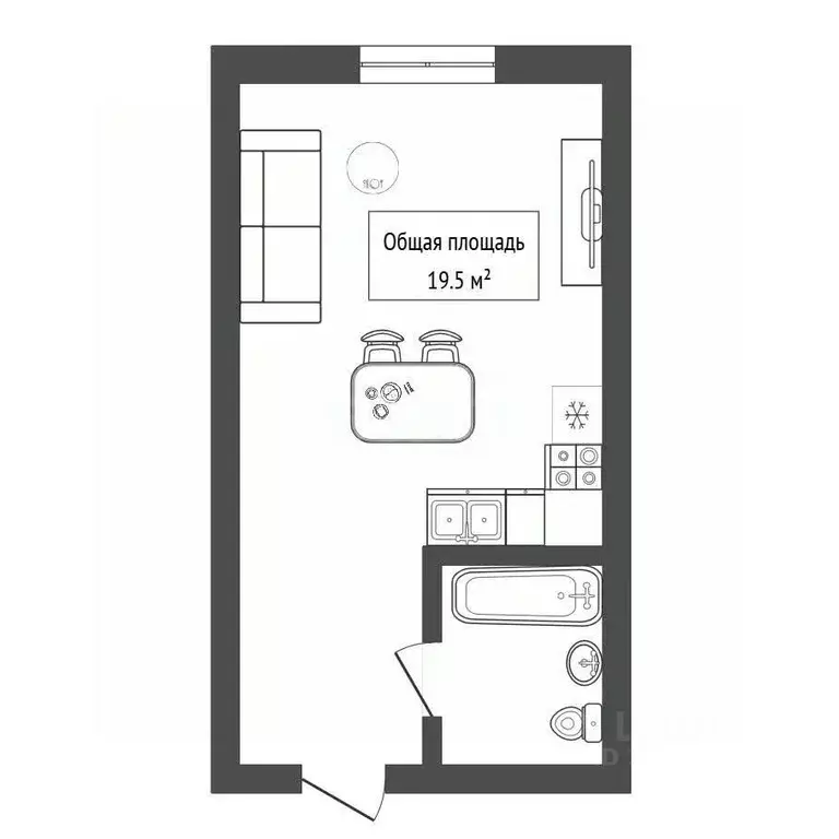 Студия Новосибирская область, Бердск ул. Ключевая, 55 (19.5 м) - Фото 2