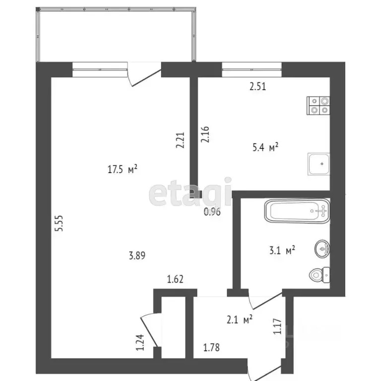 1-к кв. Удмуртия, Ижевск Красногеройская ул., 28 (29.5 м) - Фото 1