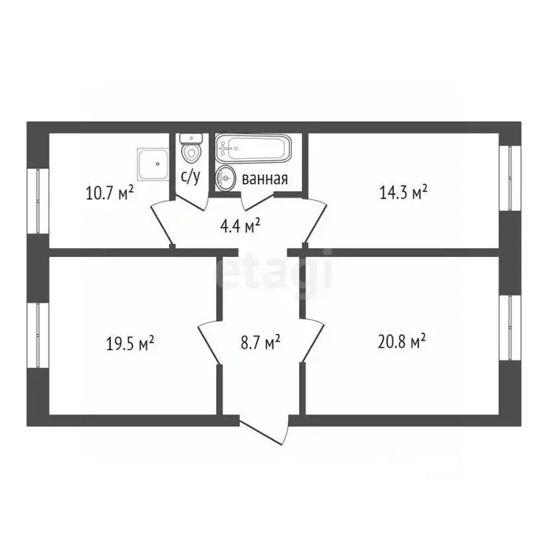 3-к кв. Красноярский край, Красноярск ул. Энергетиков, 65 (83.9 м) - Фото 2