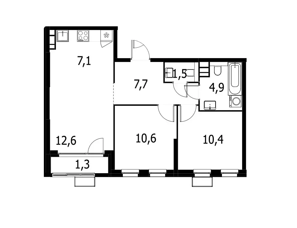 Продаётся 2-к квартира, 56.1 м - Фото 0