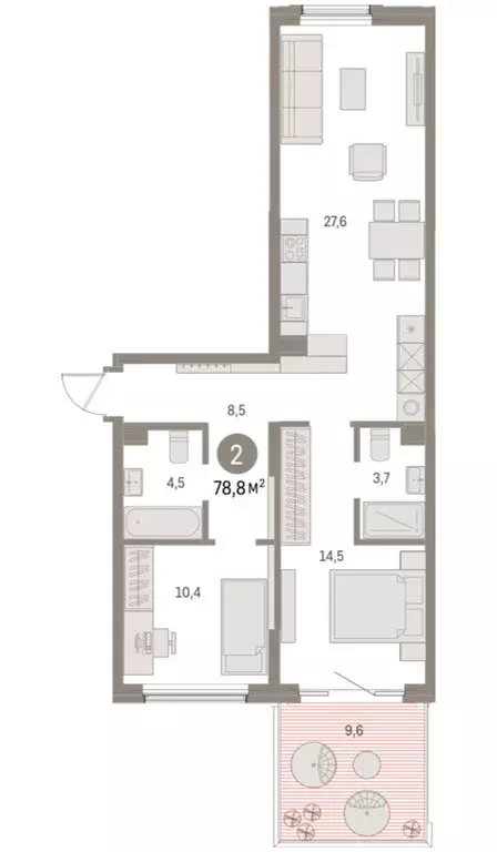 2-комнатная квартира: Курган, жилой район Центральный, ЖК Дом Кино ... - Фото 2