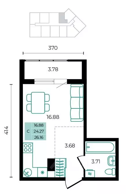 Студия Адыгея, Майкопский район, пос. Тульский  (26.16 м) - Фото 1