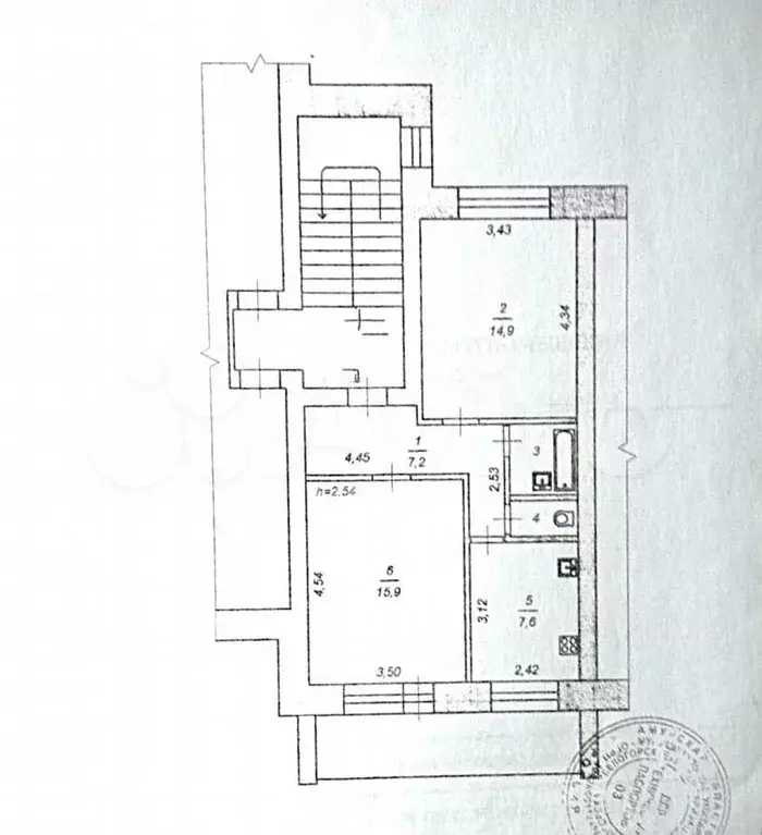 2-к. квартира, 53,5 м, 2/6 эт. - Фото 0