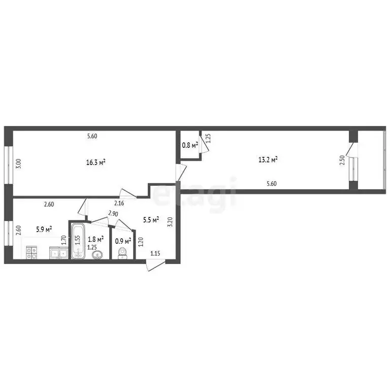2-комнатная квартира: Стерлитамак, Коммунистическая улица, 37 (44 м) - Фото 0