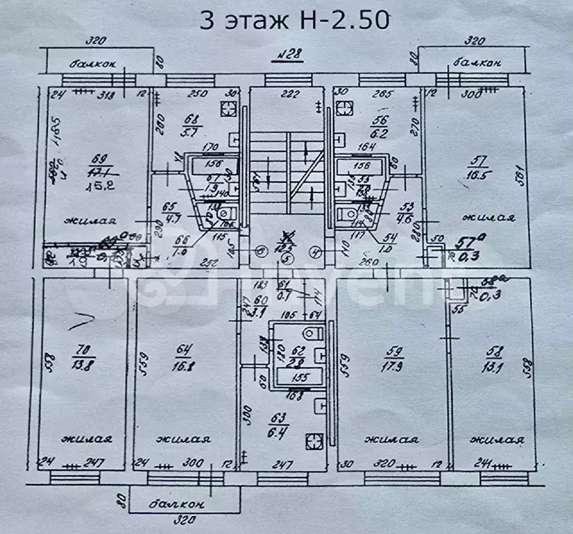 2-к. квартира, 69 м, 3/5 эт. - Фото 0