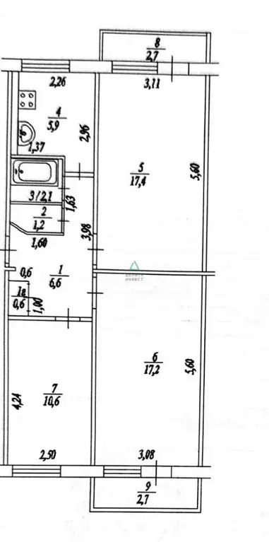 3-к кв. Башкортостан, Уфа ул. Богдана Хмельницкого, 114 (61.6 м) - Фото 1