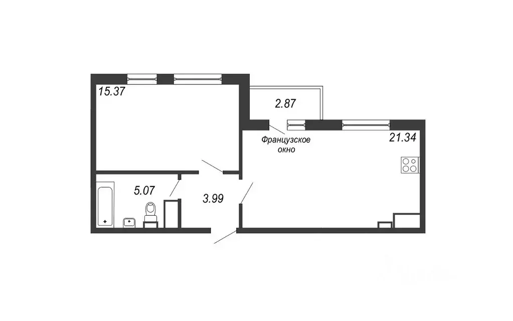 1-к кв. санкт-петербург пулковское ш, 71к3 (47.21 м) - Фото 1