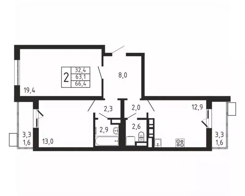 2-к кв. Московская область, Мытищи городской округ, д. Пирогово ... - Фото 1