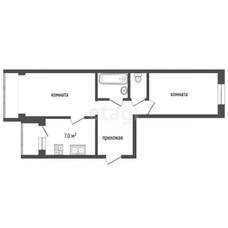 2-к кв. Ставропольский край, Пятигорск ул. Пирогова (60.0 м) - Фото 2