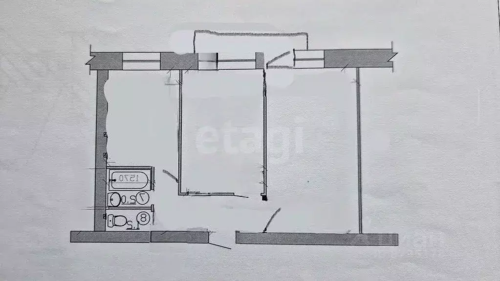 2-к кв. Татарстан, Казань ул. Карбышева, 17 (46.1 м) - Фото 2