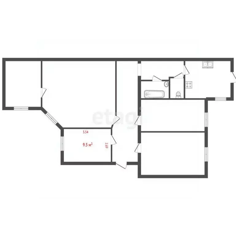 Комната Санкт-Петербург Малая Подьяческая ул., 8 (9.5 м) - Фото 2