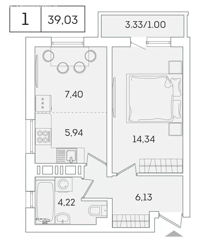 1-комнатная квартира: Мурино, Екатерининская улица, 11 (38.2 м) - Фото 0