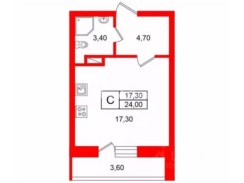 Квартира, студия, 24 м - Фото 2
