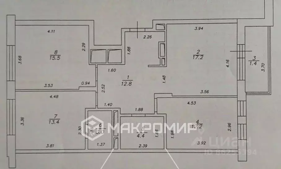 3-к кв. Татарстан, Казань ул. Академика Губкина, 12Б (82.7 м) - Фото 2