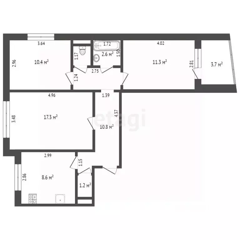 3-к кв. Самарская область, Самара Чернореченская ул., 63 (62.3 м) - Фото 1