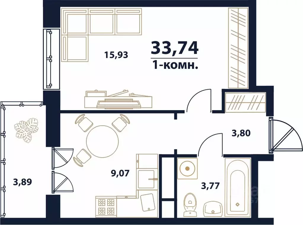 1-к кв. Ульяновская область, Ульяновск Новый Город мкр, 17-й кв-л, ... - Фото 1