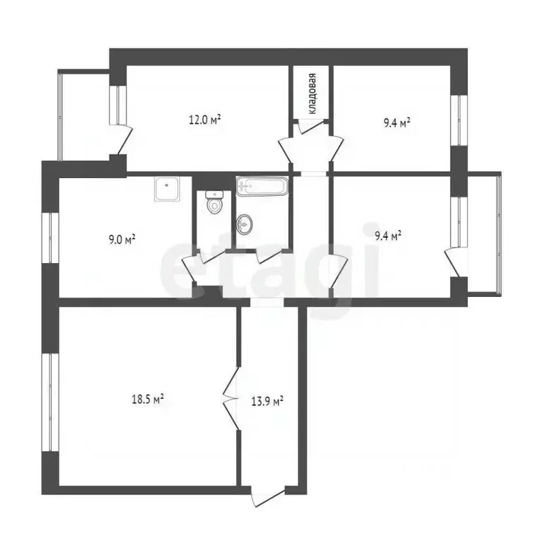 4-к кв. Красноярский край, Красноярск Северо-Енисейская ул., 52 (79.9 ... - Фото 1
