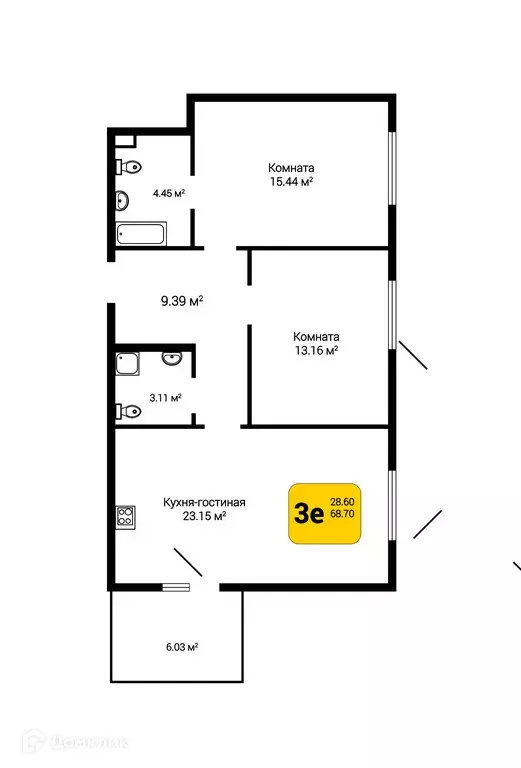 Продаётся 3-к квартира, 70.51 м - Фото 0