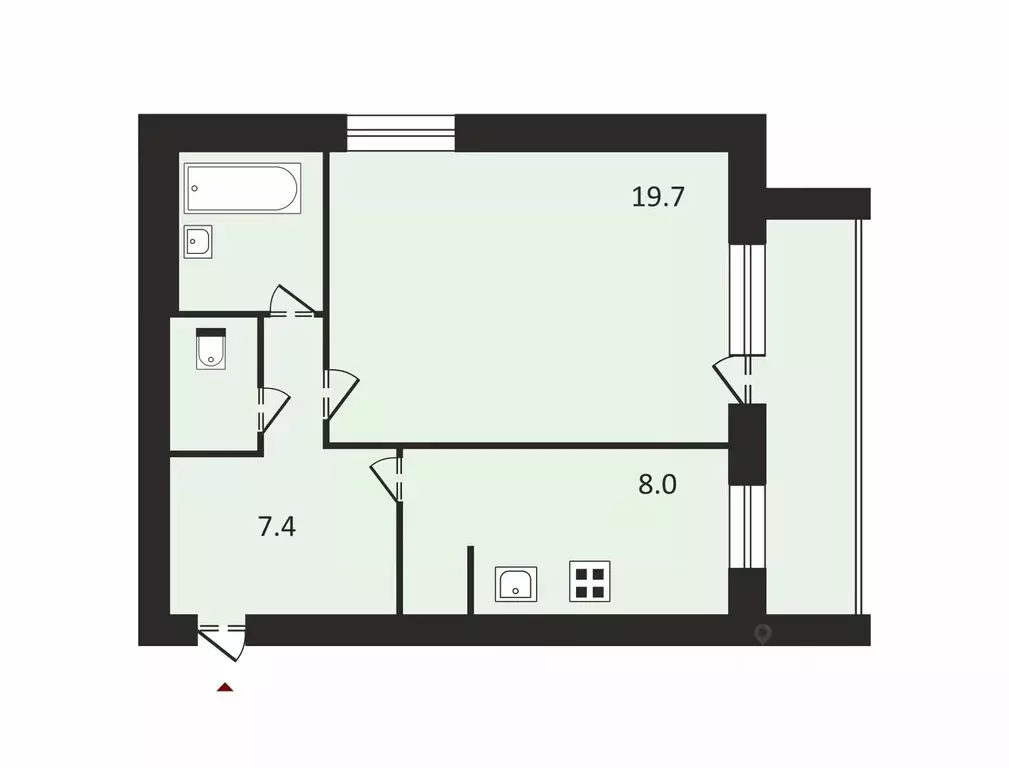 1-к кв. Коми, Сыктывкар ул. Куратова, 79 (41.0 м) - Фото 1