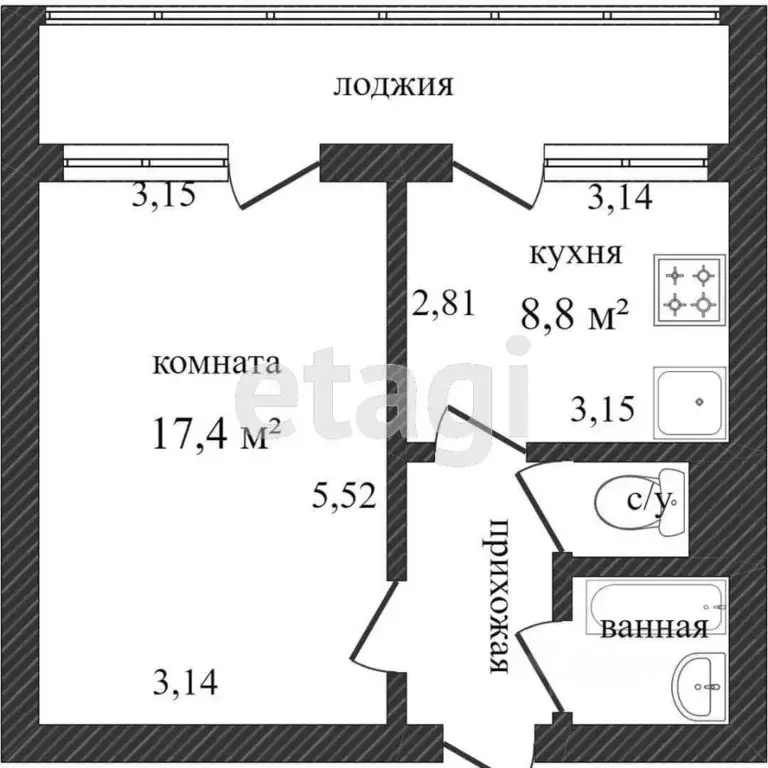 1-к кв. Белгородская область, Белгород бул. Юности, 27 (33.5 м) - Фото 2
