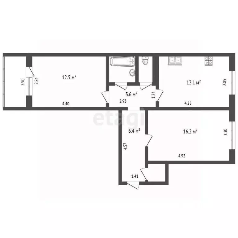 2-к кв. Ярославская область, Ярославль ул. Лескова, 28к2 (54.7 м) - Фото 2