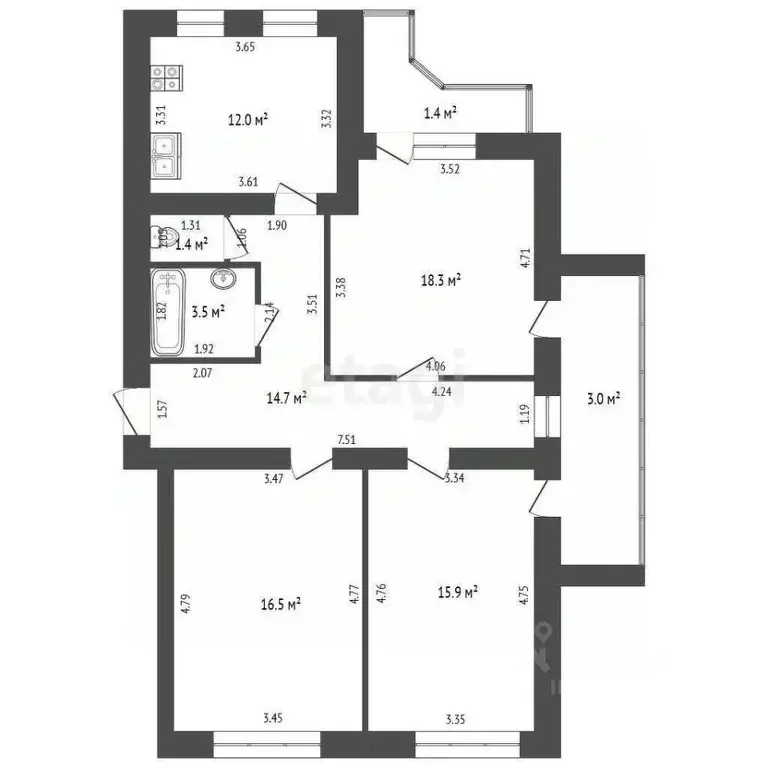 3-к кв. Мордовия, Саранск ул. Фридриха Энгельса, 15к4 (82.3 м) - Фото 0