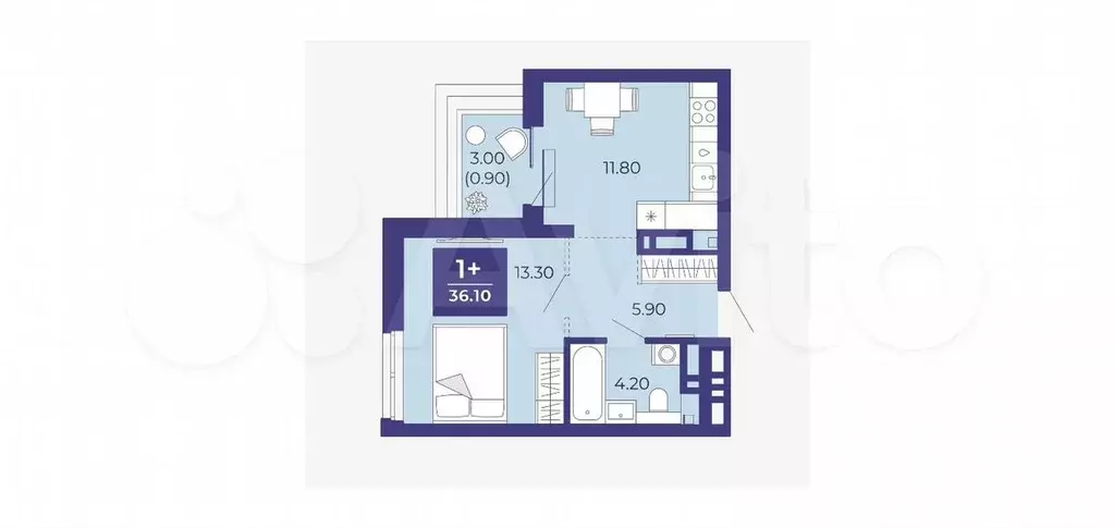 1-к. квартира, 36,1 м, 18/18 эт. - Фото 1