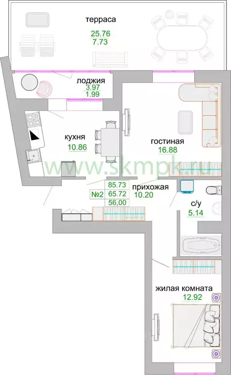 2-к кв. Калининградская область, Зеленоградск ул. Тургенева, 16А (67.0 ... - Фото 0