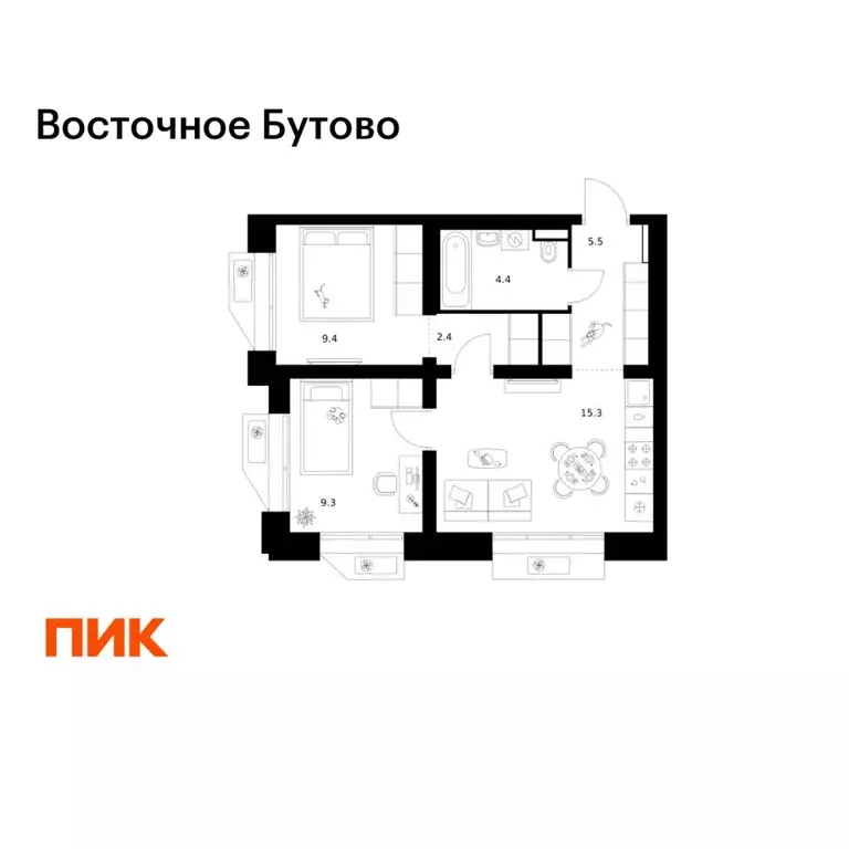 2-к кв. Московская область, Ленинский городской округ, Боброво пгт ... - Фото 1