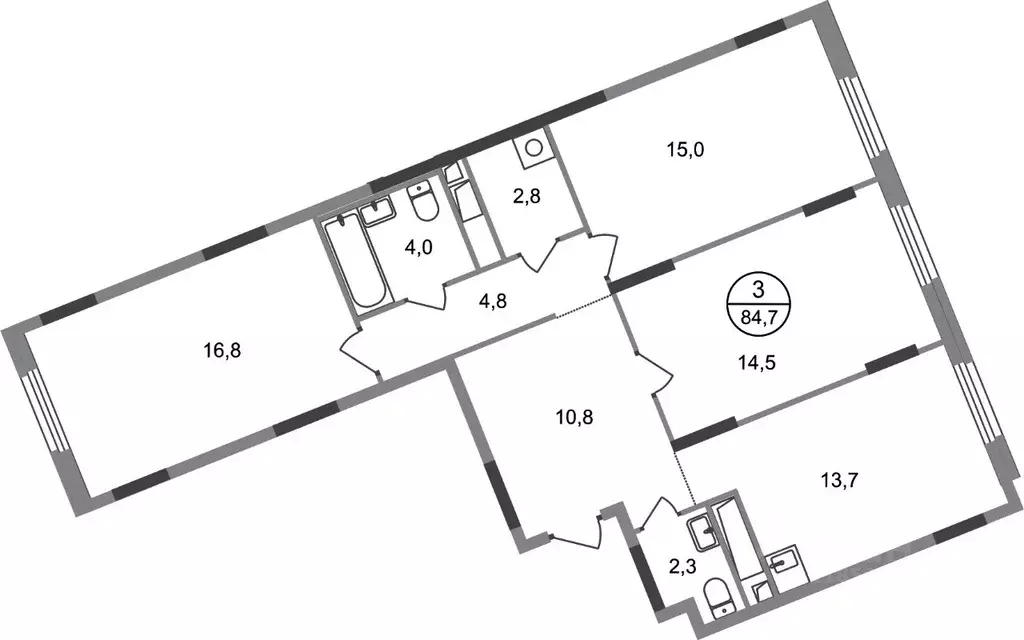 3-к кв. Москва Переделкино Ближнее мкр, 18-й кв-л,  (84.7 м) - Фото 0