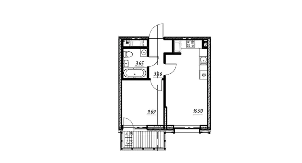 Продаётся 1-к квартира, 34.96 м - Фото 1