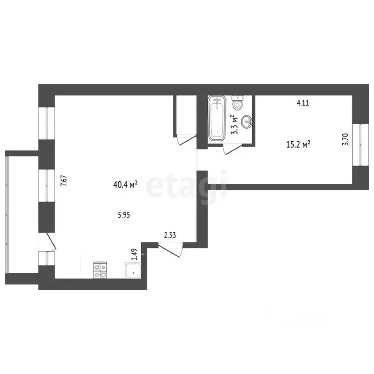 2-к кв. Омская область, Омск просп. Комарова, 16 (68.0 м) - Фото 1