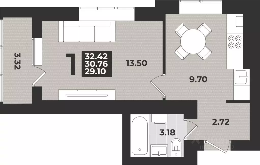 1-к кв. Калининградская область, Калининград ул. Героя России ... - Фото 1