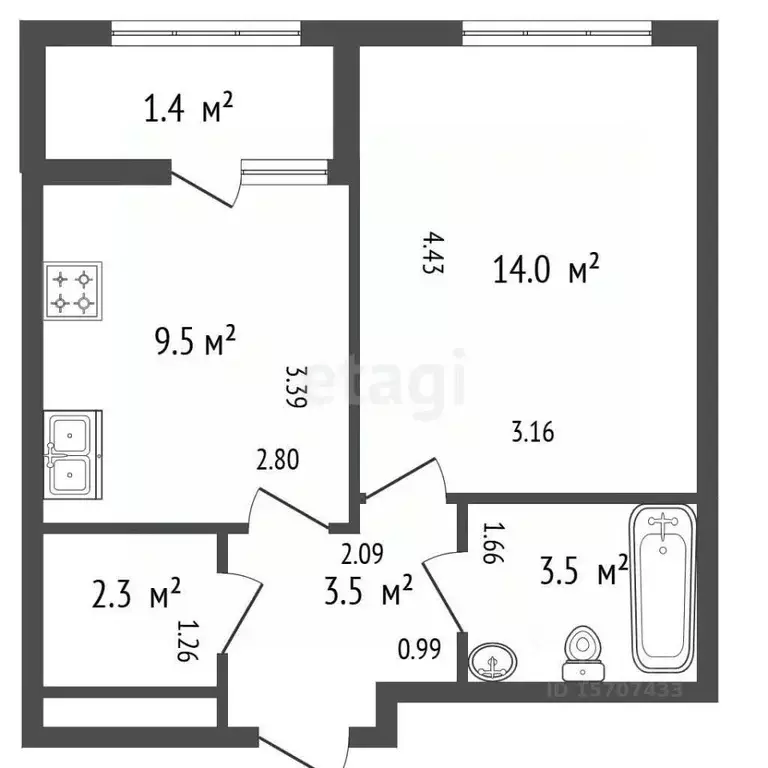 1-к кв. Санкт-Петербург Планерная ул., 97к2 (32.8 м) - Фото 2