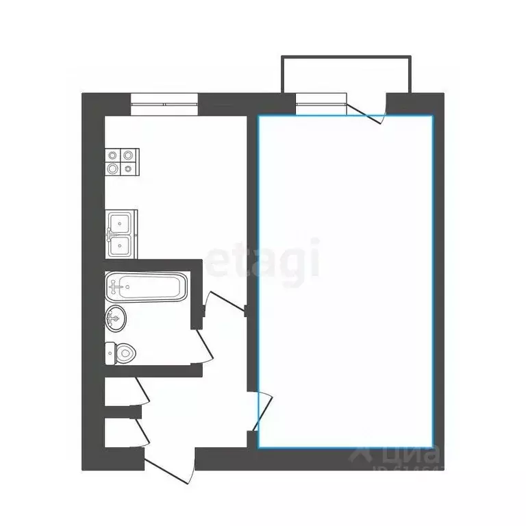 1-к кв. Кемеровская область, Юрга Комсомольская ул., 8 (30.3 м) - Фото 1